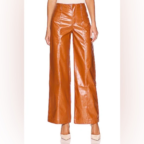 Free People Star Crossed Lovers Straight Faux Leather Pants Size 8 - Picture 1 of 15